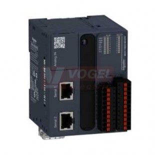 TM221M16TG PLC Modicon M221, 24VDC, 8DI, 8DQ (poz.logika), 2x Sériová linka, 1x miniUSB, slot SD - pružinové svorky