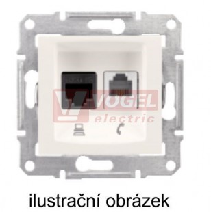 SDN5100170 Zásuvka telefonní RJ11 a datová 1xRJ45 kat.5e UTP, graphite