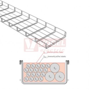 Žlab drátěný 250x 50 MERKUR 2 250/50 "ŽZ" žárový zinek  - vzdálenost podpěr cca 1,6m (ARK - 221150)