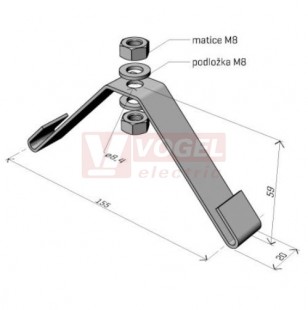 Držák DZM 3/150 "A2" nerez AISI 304L, pro zavěšení žlabu š=150mm na závitovou tyč M8 - M1 + M2 (ARK - 234035)