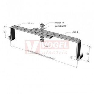 Držák DZM 4 "A2" nerez AISI 304L, pro zavěšení žlabu š=200-300mm na závitovou tyč M8 - M1 + M2 (ARK - 234040)