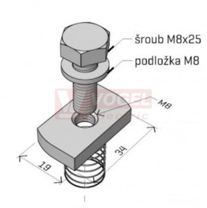 Matice obdelníková MSM/M8 "A2" nerez AISI 304L, pro ukotvení nosník/stojna (ARK - 238952)