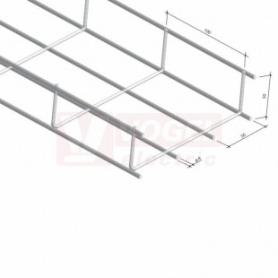 Žlab drátěný 400x 50 MERKUR 1 400/50 "ŽZ" žárový zinek  - vzdálenost podpěr cca. 1,4m (ARK - 10007) (DOPRODEJ)