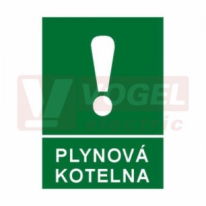 Samolepka informační "Plynová kotelna" text (bílý tisk, zelený podklad), (7999) A4