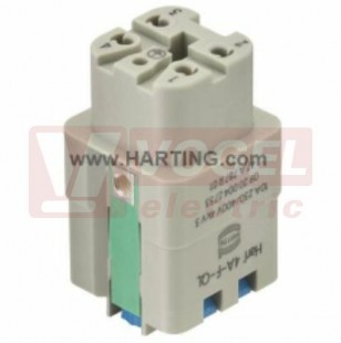 09200042734 Han A konektor 4+1pin, Z, 10A/400V, vel.3A, svorky Quick Lock, 0,25-1,5mm2