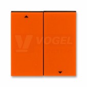 3559H-A00662 66 Kryt spínače žaluziového kolébkového, dělený, s potiskem; oranžová/kouř. černá - Levit, Levit M
