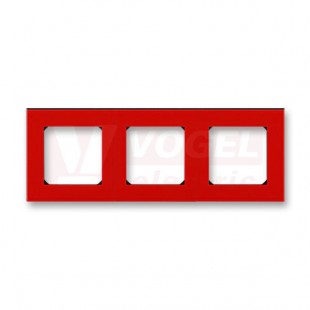 3901H-A05030 65 Rámeček trojnásobný, pro vodorovnou i svislou montáž; červená/kouř. černá - Levit, Levit M