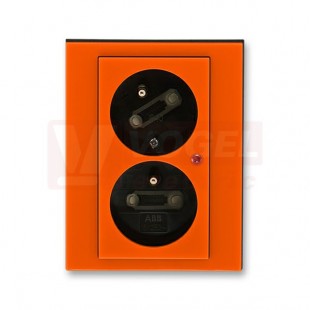 5593H-C02357 66 Zásuvka dvojnásobná s ochranou před přepětím; oranžová/kouř. černá - Levit, Levit M
