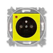 5599H-A02357 64 Zásuvka jednonásobná s ochranou před přepětím; žlutá/kouřová černá - Levit, Levit M