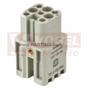 09360082732 Han 8D konektor 8pin, Z, 10A/50V, vel.3A, svorky Quick Lock (pro laněné vodiče bez použití dutinky) 22 - 16 AWG, 0,14-1,5mm2, stříbrný