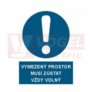 Tabulka příkazová "Vymezený prostor musí zůstat vždy volný " (bílý tisk, modrý podklad), symbol s textem (3942) A4