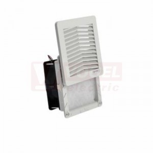 FF12D24UN ventilátor rozváděčový s mřížkou a filtrem, 24VDC, otvor 125x125mm, rozměr 150x150mm, IP54, 47m3/h, RAL7035