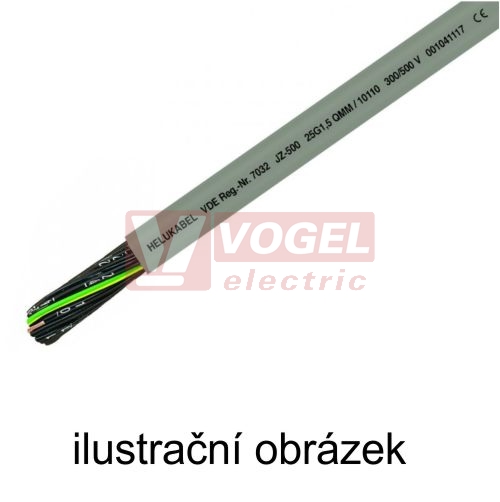 JZ-500 21G 1,5mm2 kabel flexibilní, PVC šedý, číslované žíly se ze/žl  (10109) - VOGEL electric s.r.o.VOGEL electric, s.r.o.