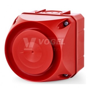 ASS-T - Mutlitónová alarmní houkačka, velikost 1, 32 tónů, 24VAC/VDC, červená, adj. potenc. 108dB, IP66, 94x94x92mm (874160405)