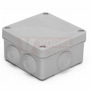 Krabice AcquaBox 3011 IP55, nástěnná montáž, plné víko na šrouby, v112xš112xh64mm, 7x vývodka o pr.20mm, barva šedá, IK08