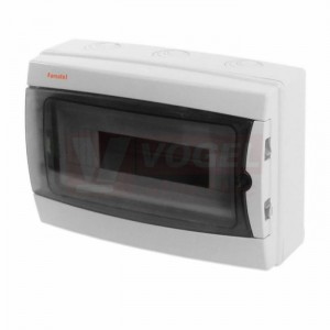 Rozvodnice  12M IP65 1ř (ACQUA 3912-TB) povrchová/průhl. Dveře, v215xš305xh110mm, svor.PE/N, barva světle šedá, IK08, materiál ABS