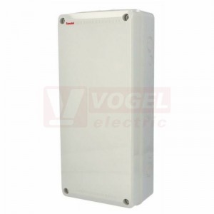 Krabice AcquaCOMBI 3953 IP65, nástěnná, zesílené víko (5mm), bez vývodek s předlisovanými vstupy, rozměr v500xš225xh135mm, barva sv.šedá, IK08, materiál ABS
