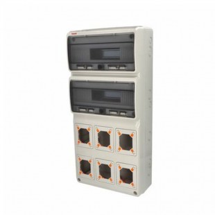 Rozvodnice zásuvková 32M IP65 2ř (AcquaCOMBI 3978), nástěnná, průhl.dvířka, všh 685x330x155mm, 6 otvorů pro zásuvky