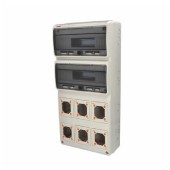 Rozvodnice zásuvková 32M IP65 2ř (AcquaCOMBI 3978), nástěnná, průhl.dvířka, všh 685x330x155mm, 6 otvorů pro zásuvky