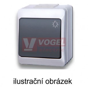 Spínač IP44 1/0  5337-01 Tlačítko symbol "zvonek" č.1/0 IP44 GALATEA, barva bílá, černý hmatník