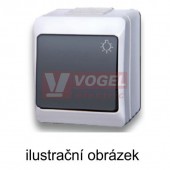 Spínač IP44 1/0  5337-01 Tlačítko symbol "zvonek" č.1/0 IP44 GALATEA, barva bílá, černý hmatník