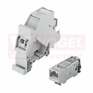 EPIC DATA HS RJ45 F 10G B Adaptér pro montážní lišty Cat.6a, obsahuje modul RJ45 podle T568B, IP20, barva světle šedá (RAL7035) (21700614)