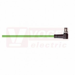 IE-PNA-5-M12D-A-10-Y-2-22-1-OE patch kabel, Profinet typ A, Cat.5, konektor M12/4-pin/vidlice/úhlový/kód-D + volný konec kabelu, zelená (RAL6018), celkové stínění měd. opletem a hliník. kašírovanou plas.folií, pr. 6,5mm, UL/CSA (CMG), délka 10m (2171023)