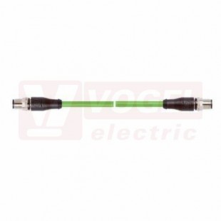 IE-PNB-5-M12D-S-5-Y-2-22-7-M12D-S patch kabel PN flex Cat.5, Profinet typ B, 2x konektor M12/4-pin/přímý/vidlice/kód-D, PVC, zelená (RAL6018), stínění měd.opletem, hliník. kašírovanou pl.folií, UL/CSA (CMG), délka 5m (2171028)