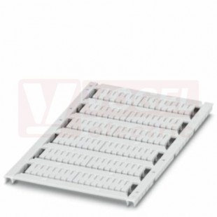 UCT-TM 3,5 štítek pro značení svorek, bez potisku, bílé, montáž aretací, š 3,5mm, popis.pole 2,95x10,5mm, (1 karta = 102ks) (1 balení = 10 karet) (0829484)