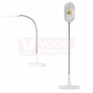 Stolní lampa LED  6W LAMP-HT6105-HOME-W, barva bílá, 360lm, 5000K neutrální bílá, zdroj 12V/360mA, čip LED epistar COB chip, délka kabelu 2m, živ. 30 000hod., tělo kov/plast, rozměr 120x210x325mm, IP20 (Z7523W)