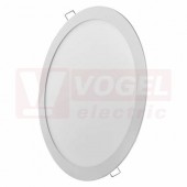 Svítidlo LED podhledové 24W 220-240V, kulaté 297mm, vestavné bílé, teplá bílá, 2000lm, 3000K, IP20, tělo hliník, úhel vyzař. 120°, živ. 30000hod., difuzor plast mléčný, montážní otvor 285mm, rozměr 297x21mm, náhrada za žárovku 125W (ZD1151)