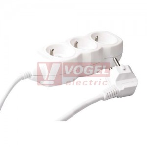 Prodlužovák  3 zás.  3m EMOS (P0313E) bílý 250VAC/16A, kabel PVC 3x1,5mm2, dětské clonky, 2x otvor pro montáž na zeď