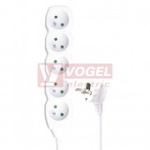 Prodlužovák  5 zás.  3m EMOS (P0513R) bílý 250VAC/16A, kabel PVC 3x1,5mm2, dětské clonky, 2x otvor pro montáž na zeď