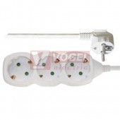 Prodlužovák  3 zás.  3m provedení SCHUKO, EMOS (P0323R) bílý 250VAC/16A, kabel PVC 3x1,5mm2, dětské clonky