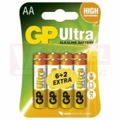 Baterie  1,50 V LR6 tužková alkalická, AA, GP Ultra blistr/6+2ks (B19218)