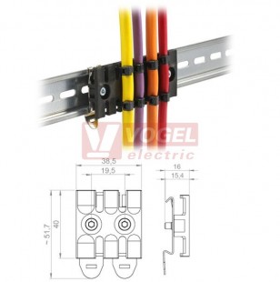 SF/ZL  39 lišta pro odlehčení tahu s kov.patkami SF na DIN-lištu, 3 zuby (32351)