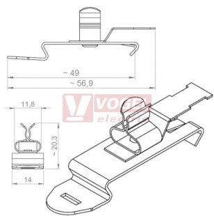 SFZ/SKL 1,5-3 stínící spona s úzkou patkou na DIN-lištu, s držákem pro vázací pásek pro odlehčení v tahu (36850)