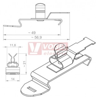 SFZ/SKL 3-6 stínící spona s úzkou patkou na DIN-lištu, s držákem pro vázací pásek pro odlehčení v tahu (36855)