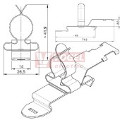 SFZ/SKL 17-22 stínící spona s úzkou patkou na DIN-lištu, s držákem pro vázací pásek pro odlehčení v tahu (36875)