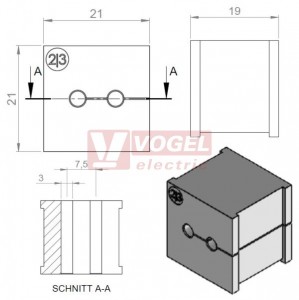 KT  2/3 průchodková vložka 2x pr.3mm, malá, šedá (39939)