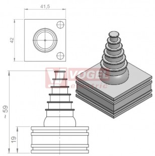 KT-DPF-B průchodková vložka pyramidová, velká, šedá (41261)