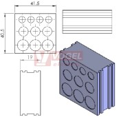 DT3 průchodková vložka propichovací 4x pr.6,5 + 3x pr.9,5mm + 3x pr.11,3mm, velká, šedá (41520)