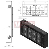 KEL 16/8 průchodkový rámeček, černý, IP54, 8x malá vložka (vložky se objednávají samostatně) (42168)