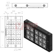 KEL 24/15-E průchodkový rámeček, černý, IP54,15x malá vložka (vložky se objednávají samostatně) (42209)