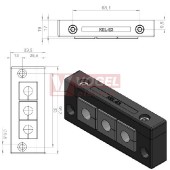 KEL-E3 průchodkový rámeček, černý IP54, vnější rozměr 98,3x39,5mm, 3x malá vložka (vložky se objednávají samostatně) (42258)