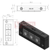 KEL-E3 průchodkový rámeček s nerez šrouby V2A, černý, IP54, 3x malá vložka (vložky se objednávají samostatně) (42258.200)