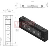 KEL-E4 průchodkový rámeček, černý IP54, vnější rozměr 120x39,5mm, 4x malá vložka (vložky se objednávají samostatně) (42259)