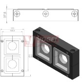 KEL-JUMBO 2 průchodkový rámeček, černý, IP54, 200x116x35, 2x velká vložka (vložky se objednávají samostatně) (42350)