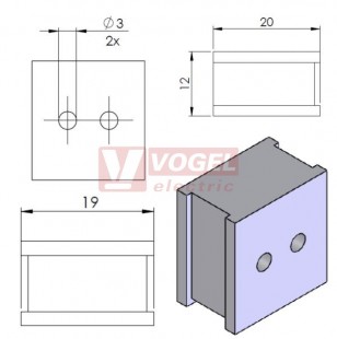 QT 2/3 průchodková vložka 2x pr.3mm, šedá (42566)