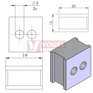 QT 2/5 průchodková vložka 2x pr.5mm, šedá (42570)